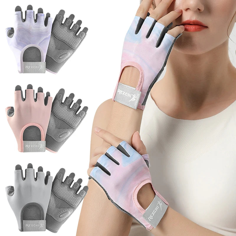 Sports Gloves Yoga Fitness Exercise Anti-Slip Shock Absorption Half Finger Gloves Wear Breathable Anti-Cocoon Cycling Gloves