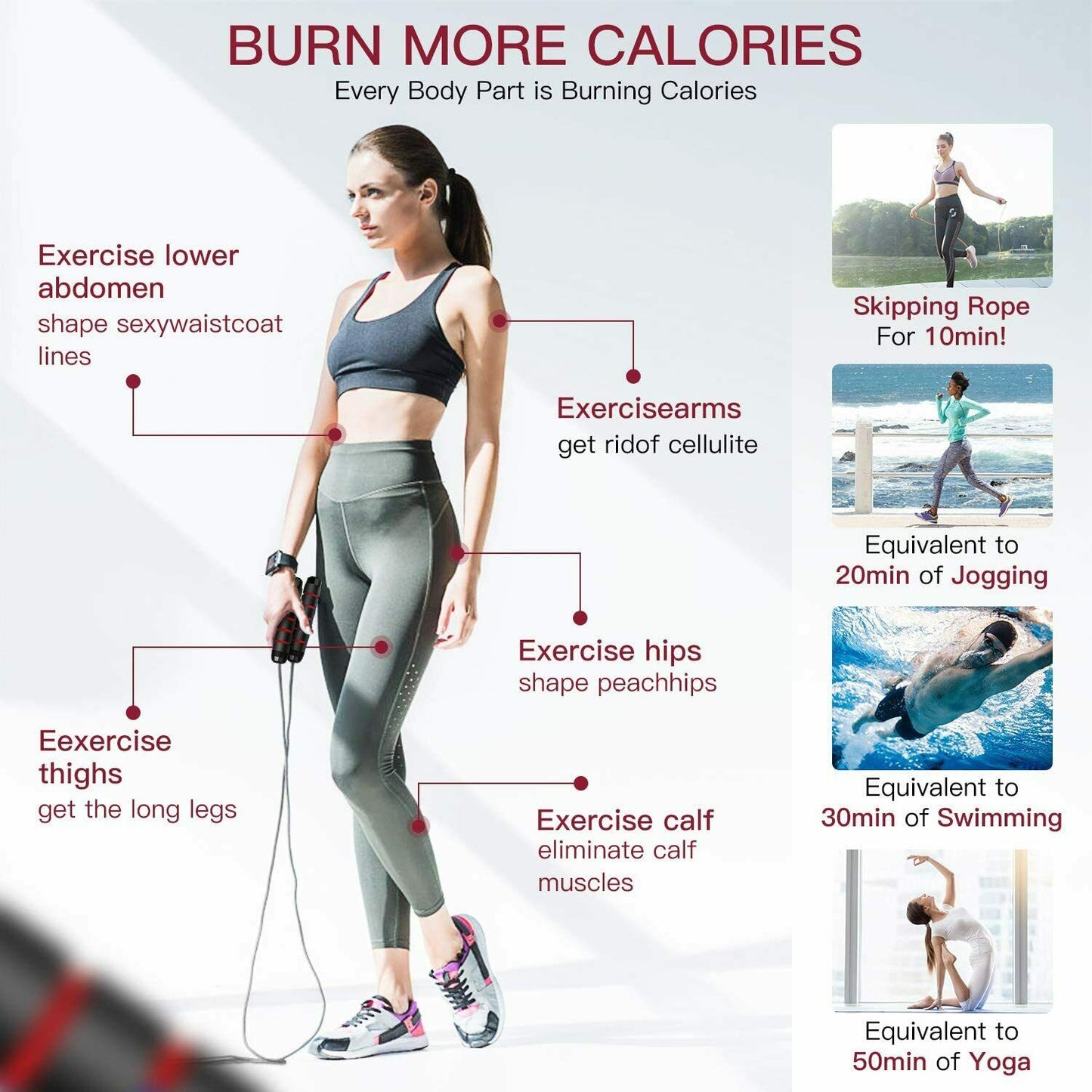 Jump' Rope Tangle-Free Rapid Speed Jumping Rope Cable with Ball Bearings Steel Skipping Rope Gym Fitness Home Exercise Slim Body