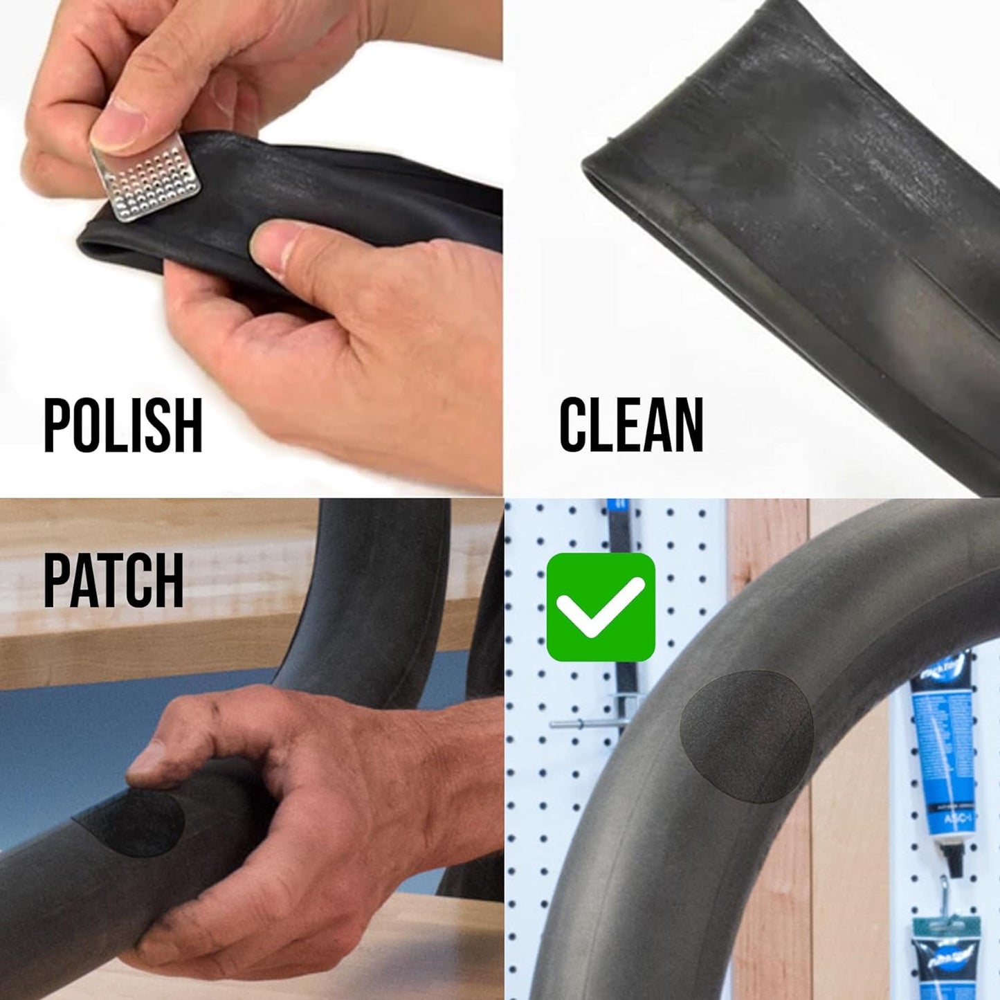 Self-Adhesive Bicycle Tire Repair Kit (40 Pieces) – Glueless Bike Tube Patches in Round, Square, and Rectangle Shape - Includes 2 Tire Levers, 1 Metal Rasp - by Mobi Lock