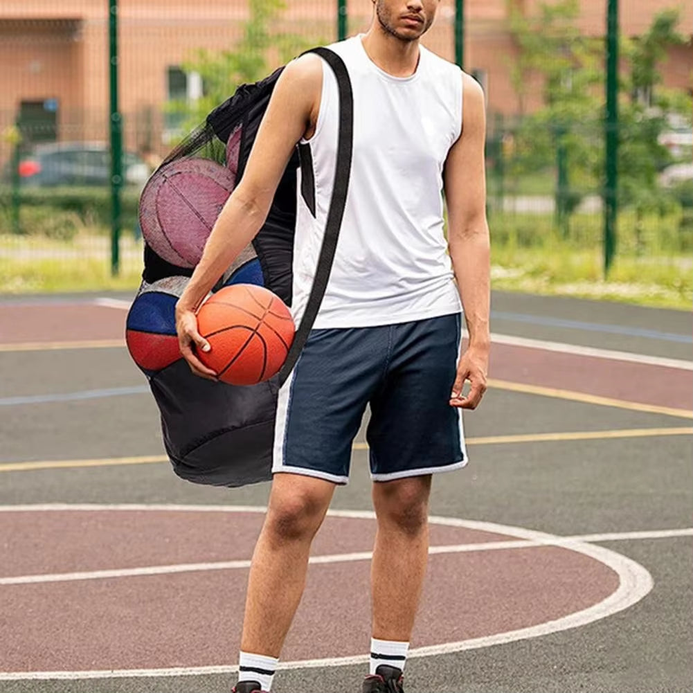 Drawstring Sports Ball Bag with Shoulder Strap for Football Soccer Basketball.