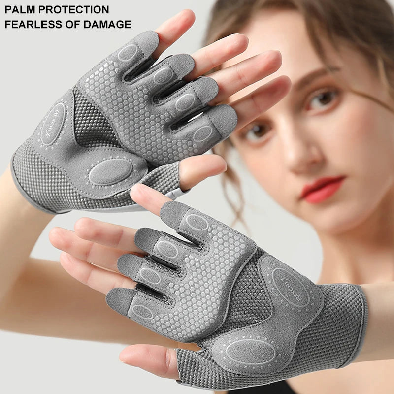 Sports Gloves Yoga Fitness Exercise Anti-Slip Shock Absorption Half Finger Gloves Wear Breathable Anti-Cocoon Cycling Gloves