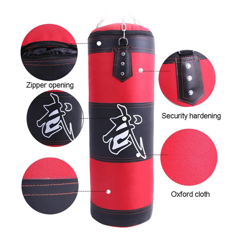 Punching Sandbag Durable Boxing Heavy Punch Bag with Metal Chain Hook Carabiner