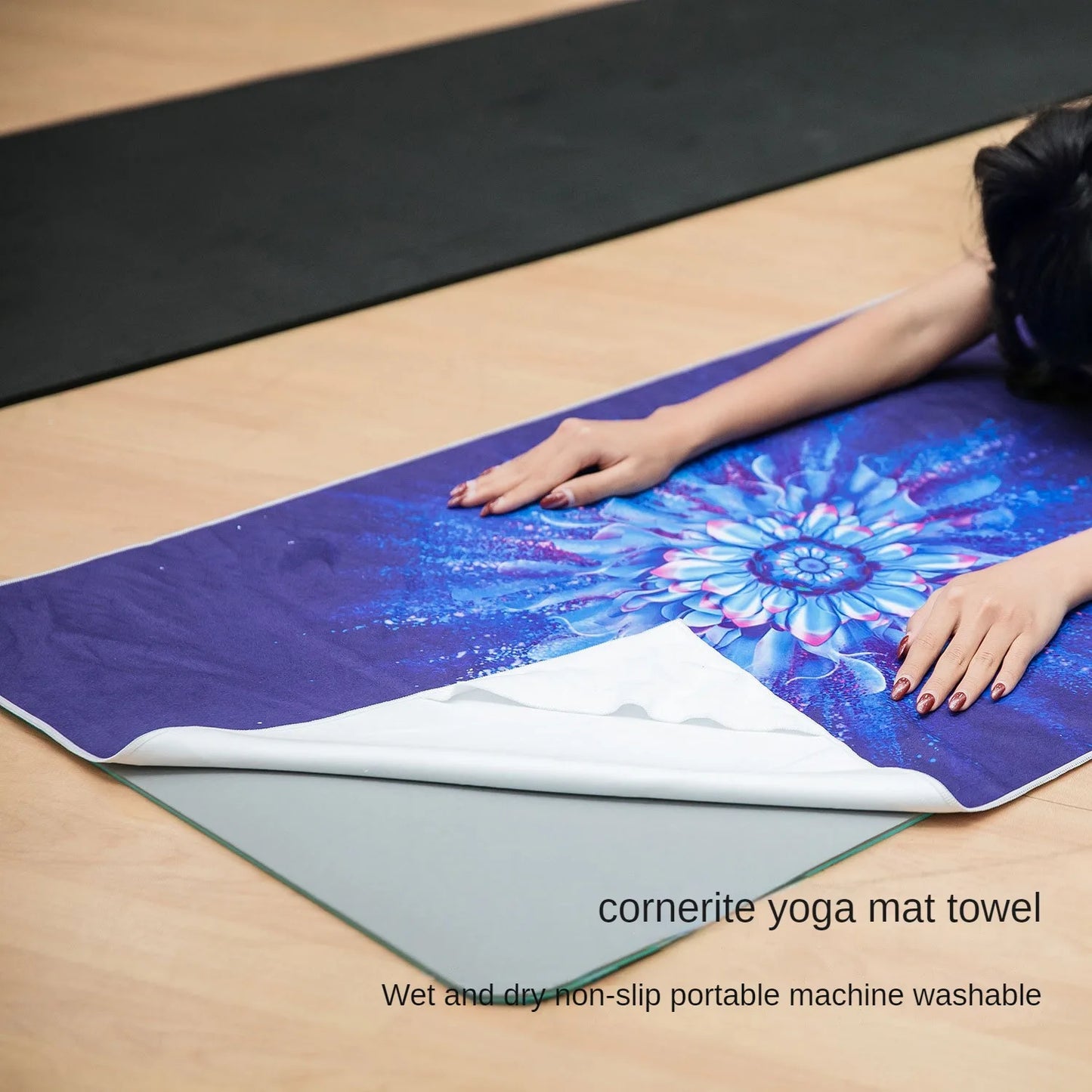185*65Cm Yoga Towel with Anchor Fit Corners Non Slip Yoga Towel 100% Microfiber Super Soft Sweat Absorbent Yoga Blankets