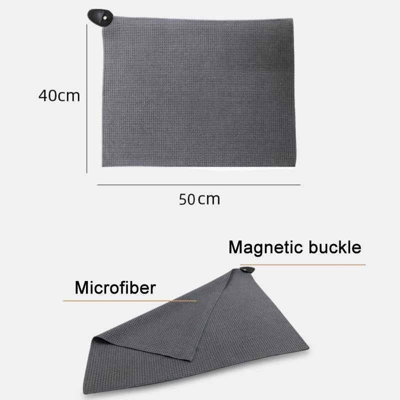 Microfiber Waffle Golf Towel Magnetic For Easy Cleaning - Black