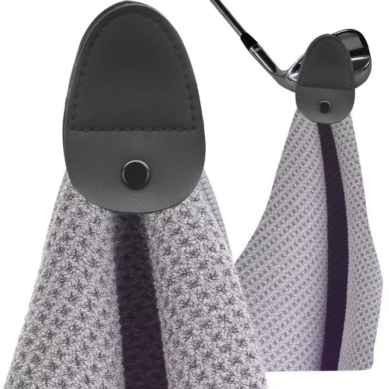 Microfiber Waffle Golf Towel Magnetic For Easy Cleaning - Black