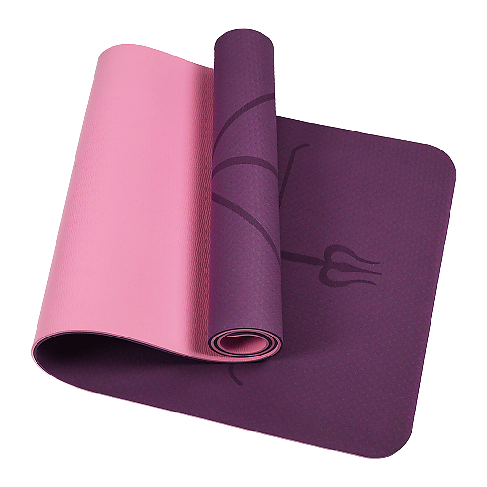 TPE 8mm Yoga Mat Exercise Fitness Gym Pilates Non Slip Dual Layer - Pink/Purple
