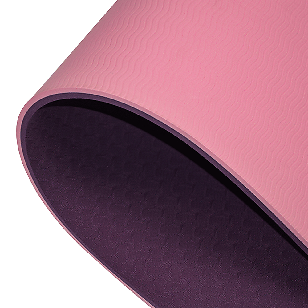 TPE 8mm Yoga Mat Exercise Fitness Gym Pilates Non Slip Dual Layer - Pink/Purple