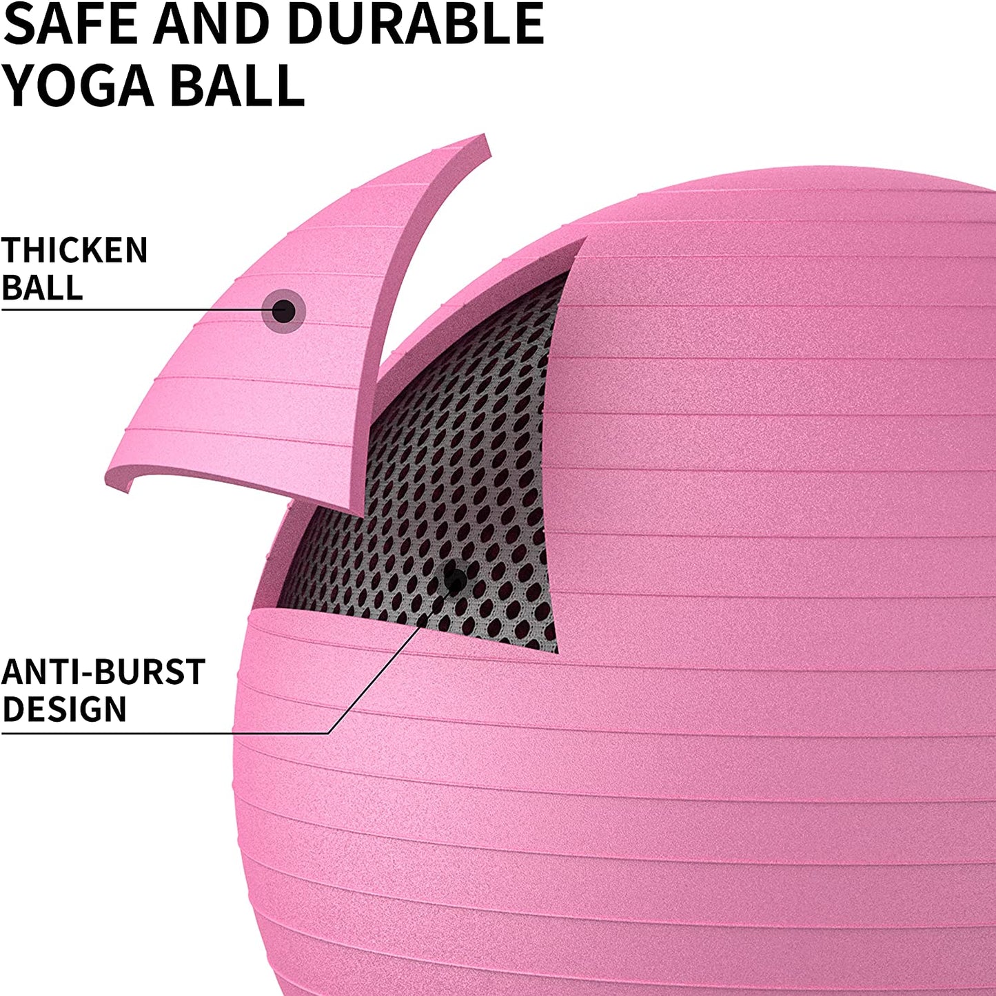 Exercise Ball - Anti-Burst Yoga Ball with Quick Pump 65 CM