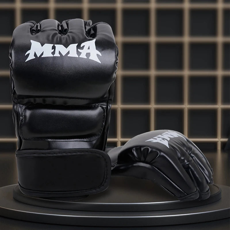 Professional Boxing Training Gloves Half Finger Leather Cushion for Adult Sanda Boxing UFC Training Sandbag Knuckles