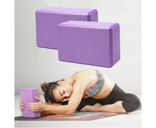 2PCS Yoga Block Brick Foaming Home Exercise Practice Fitness Gym Sport Tool -Purple