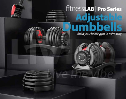 2X 24Kg Adjustable Dumbbell Set Gym Exercise Weights Chrome Textured Non-Slip & Easy-Grip Handles - Crossfit, MMA, Bodybuilding, Toning, Cardio Training and Fitness Dumbell