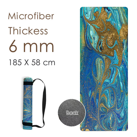 Premium Natural Rubber Yoga Pilates Mat with Print - High Quality Fitness Mats with Strap 185CM x 58CM x 6MM 