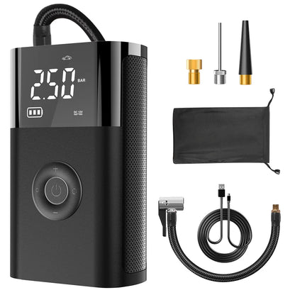 Portable Inflator Battery Powered Pump with LED Lamp for Balls and Bike Tyres