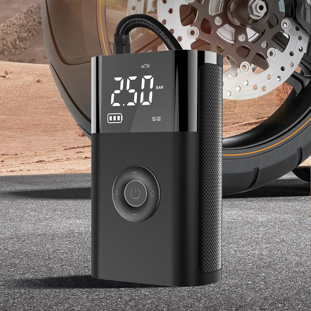Portable Inflator Battery Powered Pump with LED Lamp for Balls and Bike Tyres