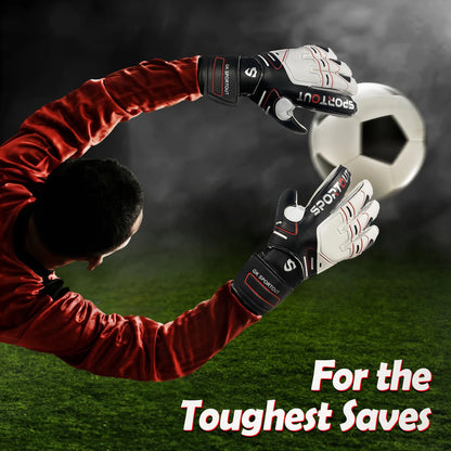 Youth & Adult Goalie Goalkeeper Gloves, 4mm Latex with Fingersaver