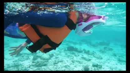 L/XL full-face silicone snorkeling mask, full-dry panoramic snorkeling mirror, camera bracket, large frame anti-leakage and anti-fog swimming mirror set, suitable for adults.