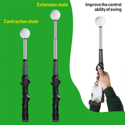 Golf Swing Training Aid Telescopic Impact Sound Stick Exercise Tool for Practice - Black