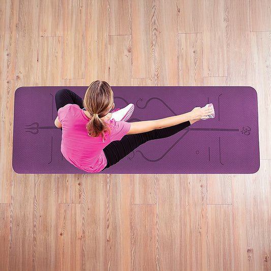 TPE 8mm Yoga Mat Exercise Fitness Gym Pilates Non Slip Dual Layer - Pink/Purple