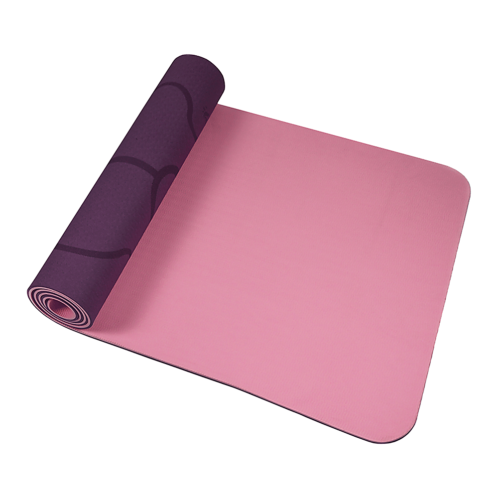 TPE 8mm Yoga Mat Exercise Fitness Gym Pilates Non Slip Dual Layer - Pink/Purple