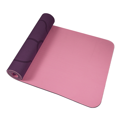 TPE 8mm Yoga Mat Exercise Fitness Gym Pilates Non Slip Dual Layer - Pink/Purple