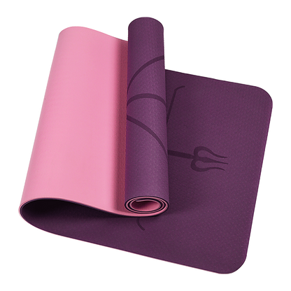 TPE 8mm Yoga Mat Exercise Fitness Gym Pilates Non Slip Dual Layer - Pink/Purple