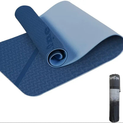 Sport TPE 8mm Yoga Mat Exercise Workout Mats Fitness Mat for Home Gym - Blue