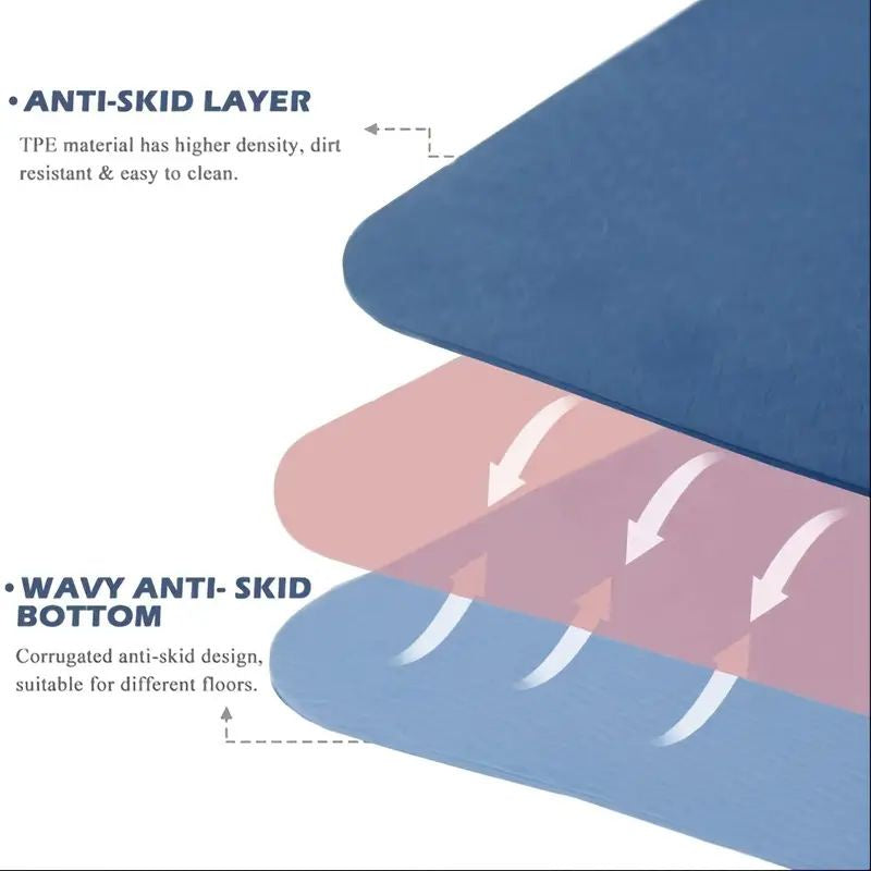 Sport TPE 8mm Yoga Mat Exercise Workout Mats Fitness Mat for Home Gym - Blue