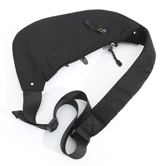 Black Men's Vintage Chest Bag – Multi-functional Waterproof Crossbody Sling Bag for Outdoor Sports
