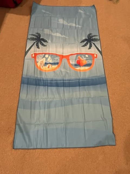 Sand Free Microfibre Beach Towel - Pink Flamingo "Summer" Print Quick Dry Travel Towel 80x160cm - Lightweight Absorbent Bath Sheet for Pool & Holiday