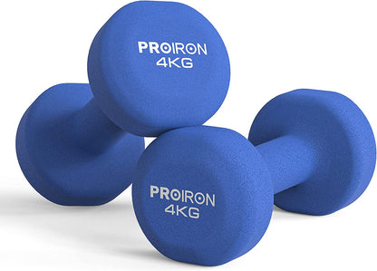 Dumbbells Anti-Slip Neoprene Dumbbell Soft-Touch Grip Hand Weights Home Gym Exercise Women Men Arm Pilates Dumbbells in 4Kg Pair