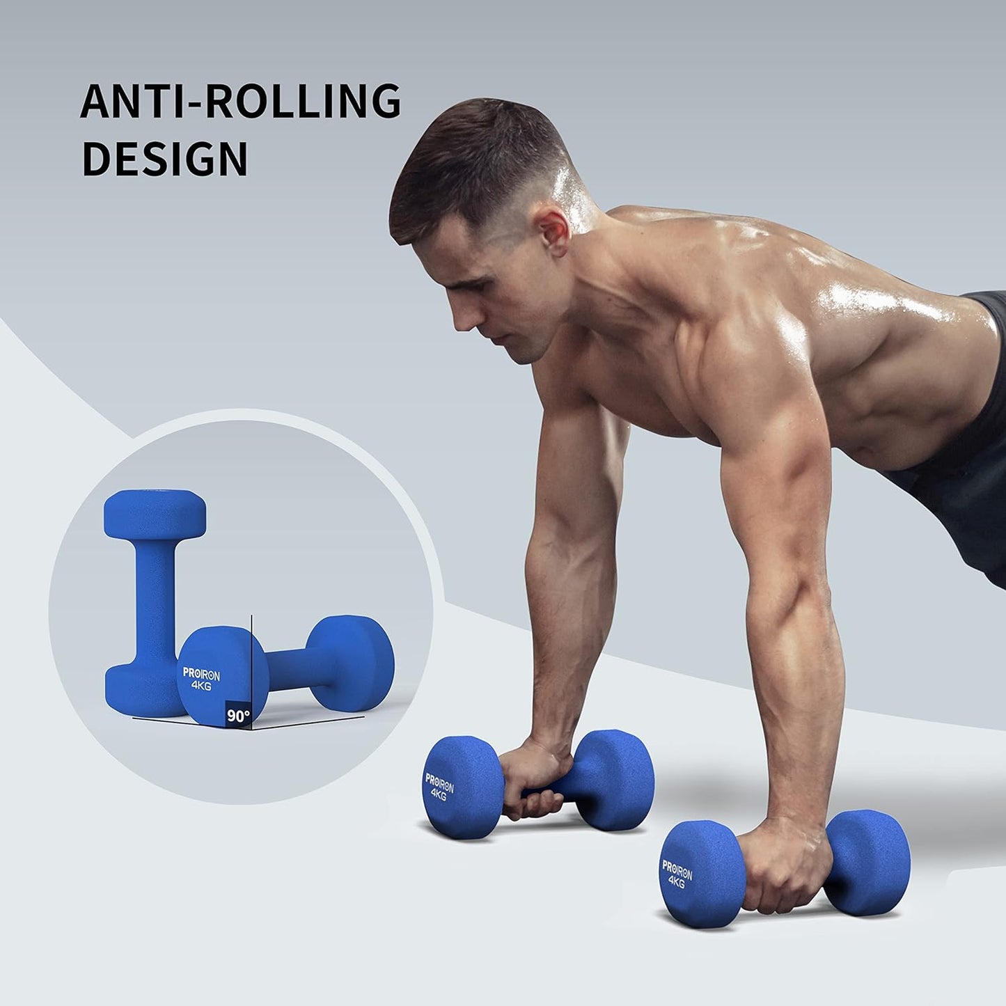 Dumbbells Anti-Slip Neoprene Dumbbell Soft-Touch Grip Hand Weights Home Gym Exercise Women Men Arm Pilates Dumbbells in 4Kg Pair
